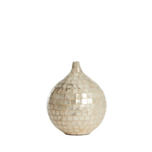 Vaas deco Ø22x25 cm ELORZA bamboe crème